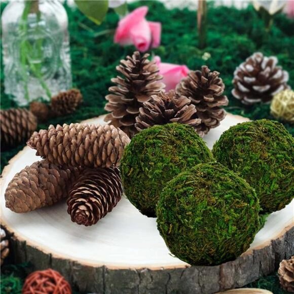 Natural Green Moss Decorative Ball,Handmade (3.5"-Set of 6) - Picture 5 of 8